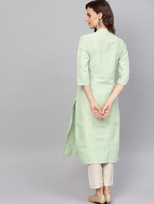 contrast straight kurta - 16645939 - Standard Image - 4