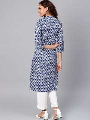 indigo straight kurta - 16645968 - Standard Image - 4