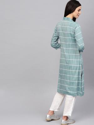 striped straight kurta - 16645970 - Standard Image - 4