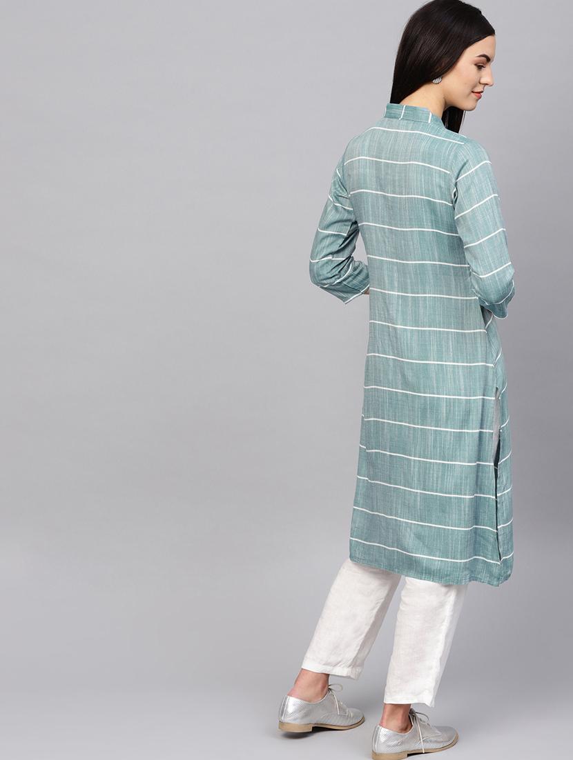striped straight kurta - 16645970 - Zoom Image - 4