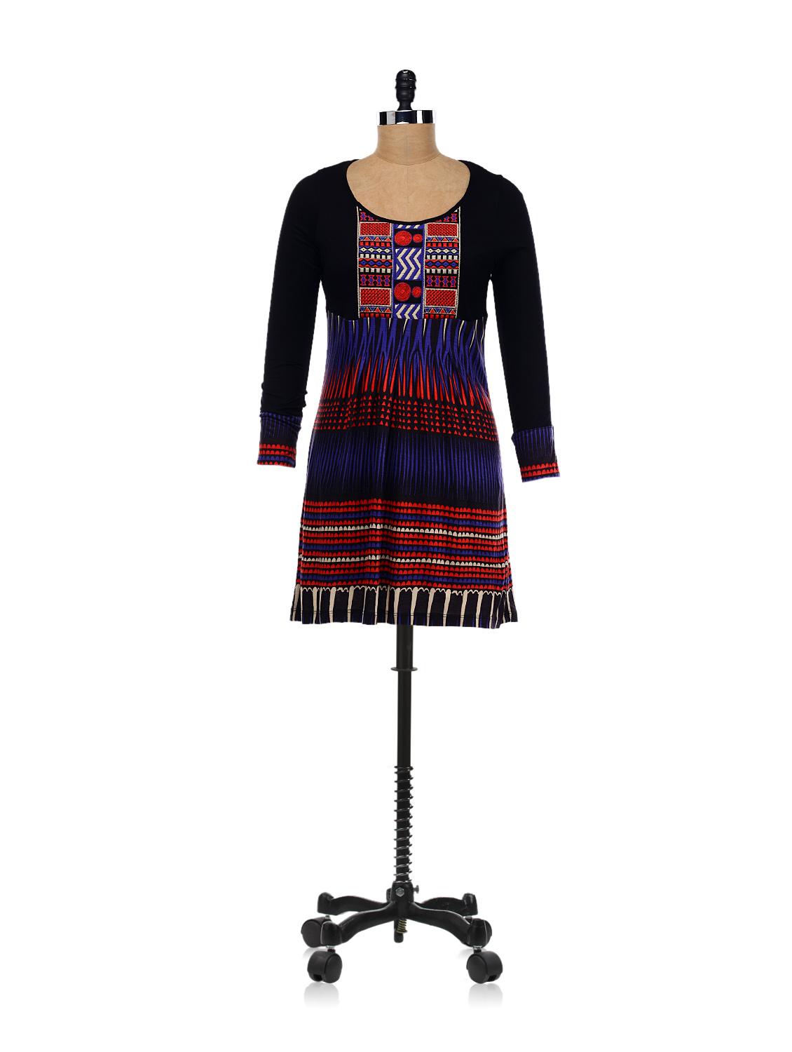 Trippy Geometric Print Kurta With Full Sleeves - Global Desi