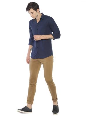 navy blue solid casual shirt - 16646193 - Standard Image - 4