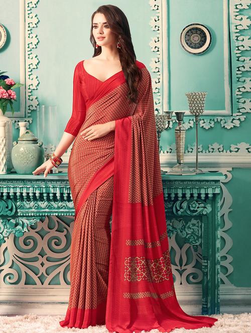 floral printed saree with blouse - 16646533 - Standard Image - 1