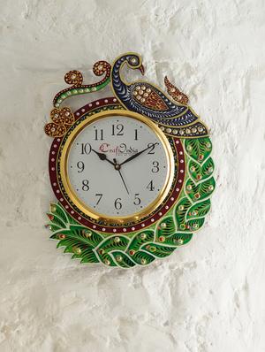 handicraft peacock wall clock - 16647076 - Standard Image - 4