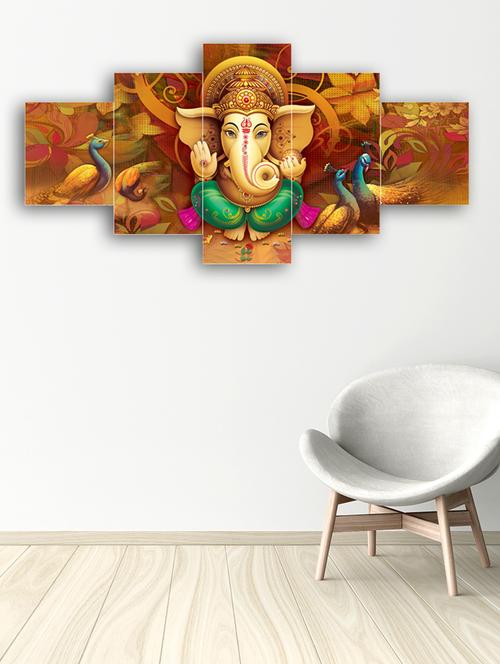 lord ganesha premium canvas painting set of 5 - 16648139 - Standard Image - 1