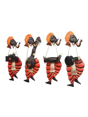 musician lord ganesha iron wall hanging set of 4 - 16648484 - Standard Image - 4