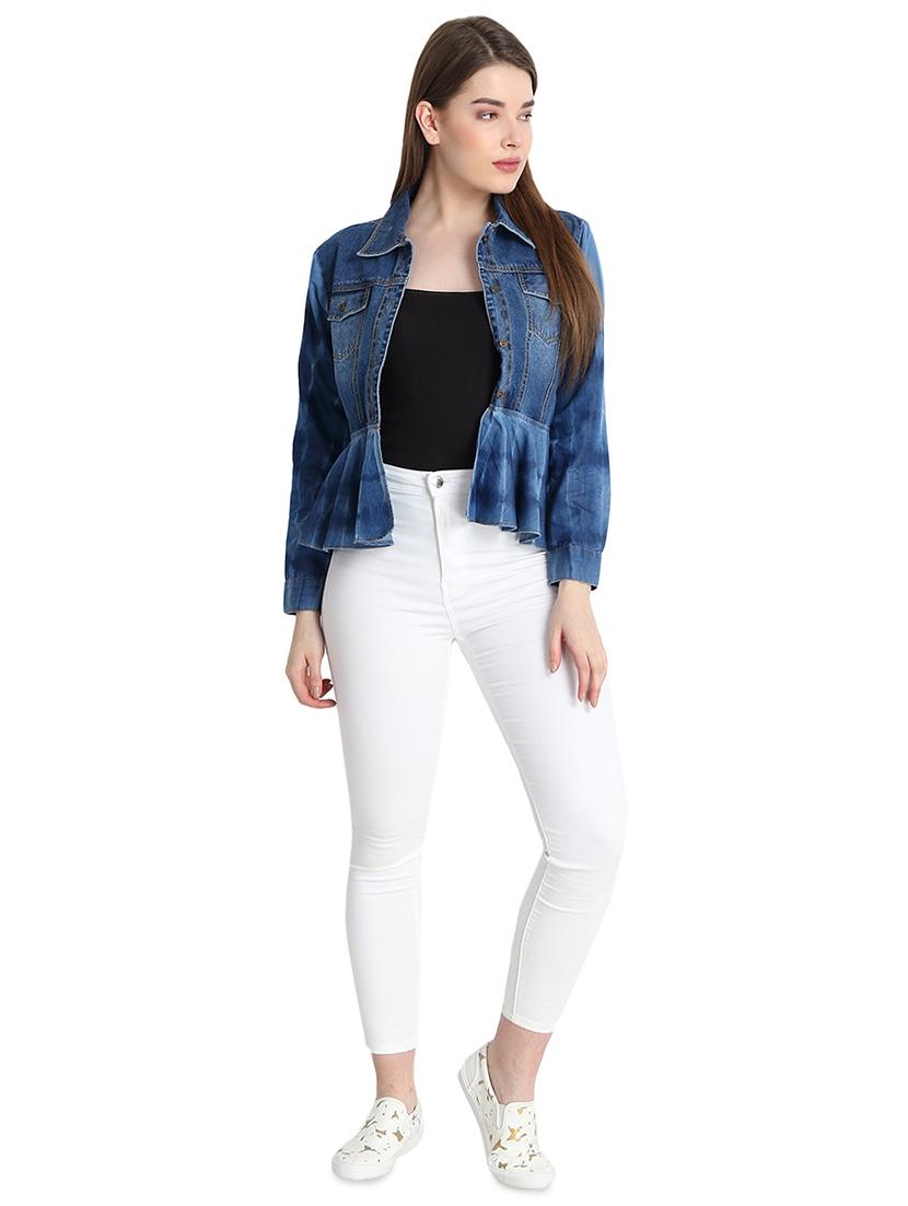 long sleeved denim peplum jacket - 16648665 - Zoom Image - 4