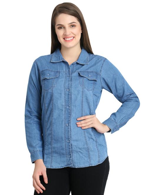 long sleeved denim shirt - 16648669 - Standard Image - 1