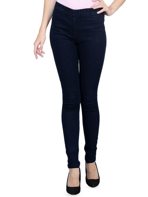 high rise solid denim jegging - 16648901 - Very Small Image - 1