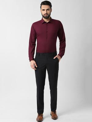 maroon solid formal shirt - 16649276 - Standard Image - 4