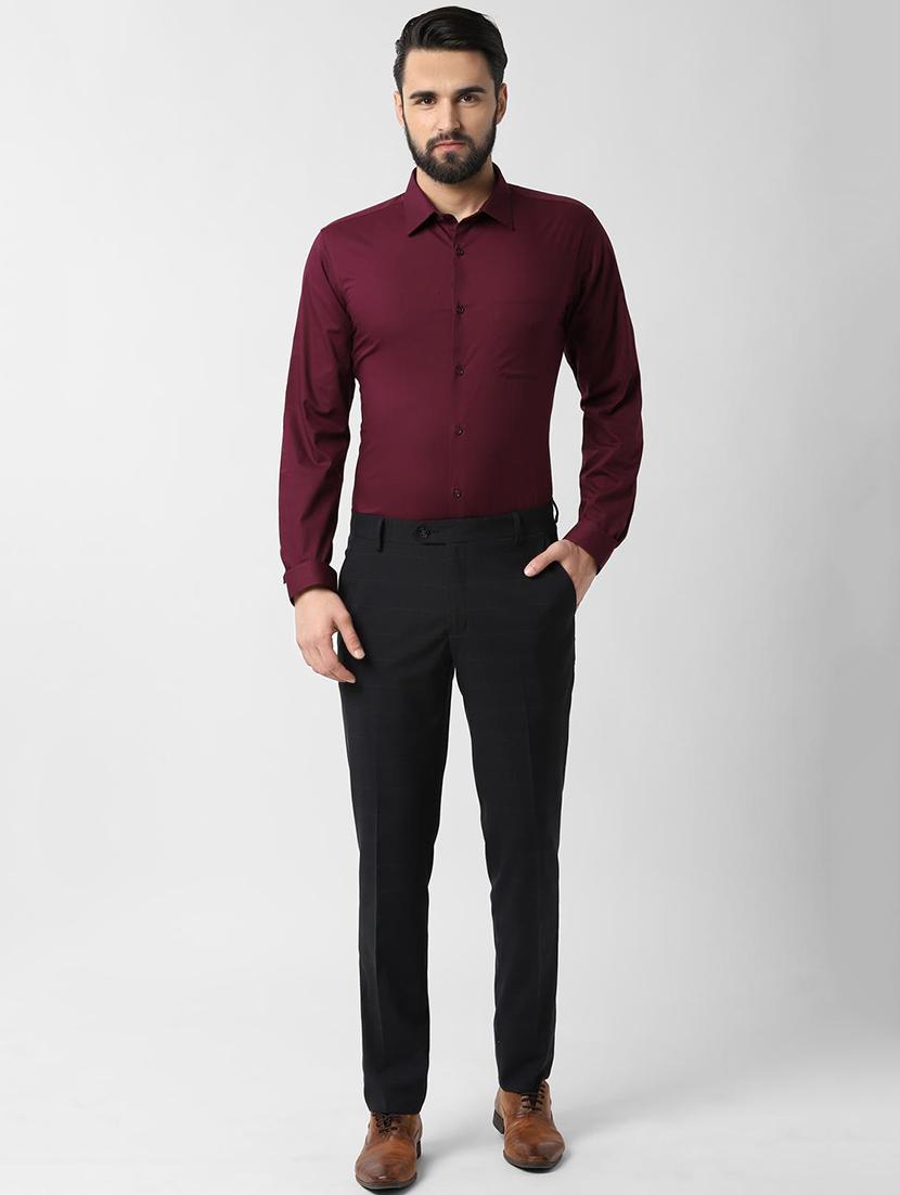 maroon solid formal shirt - 16649276 - Zoom Image - 4