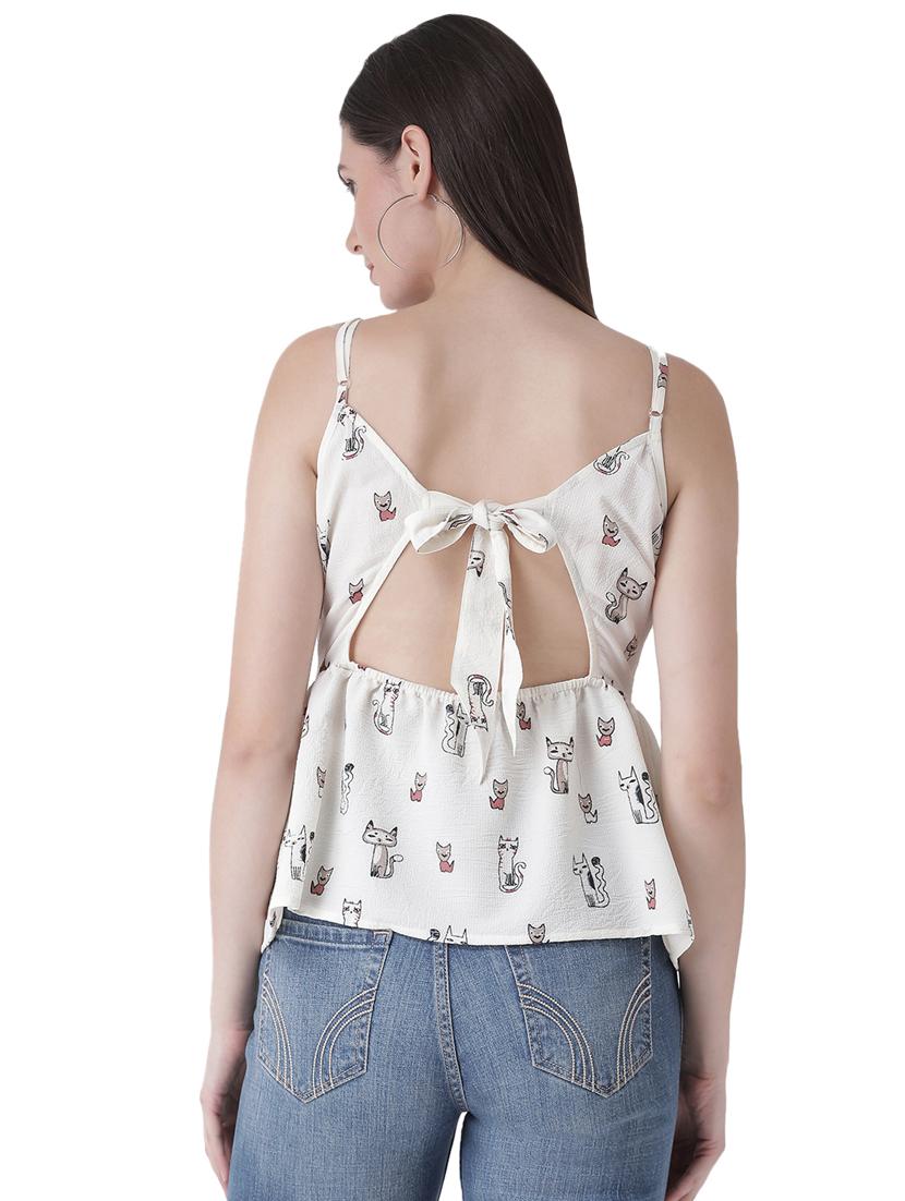 cami neck tie back peplum top - 16649463 - Zoom Image - 4