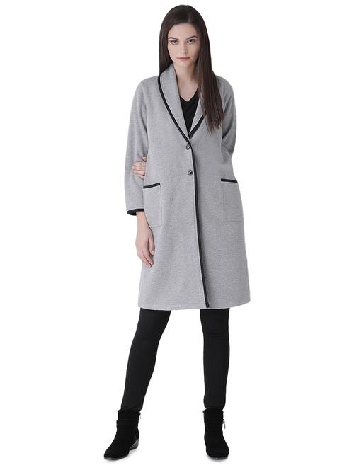 contrast piping long sleeved coat - 16649484 - Standard Image - 1