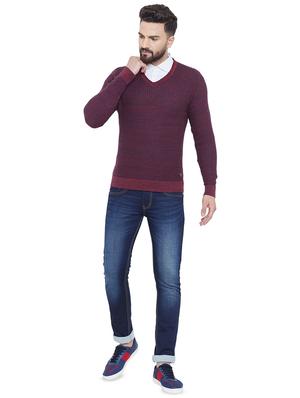 maroon self design pullover - 16649586 - Standard Image - 4