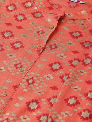 ikat foil print a-line kurta - 16649938 - Standard Image - 4