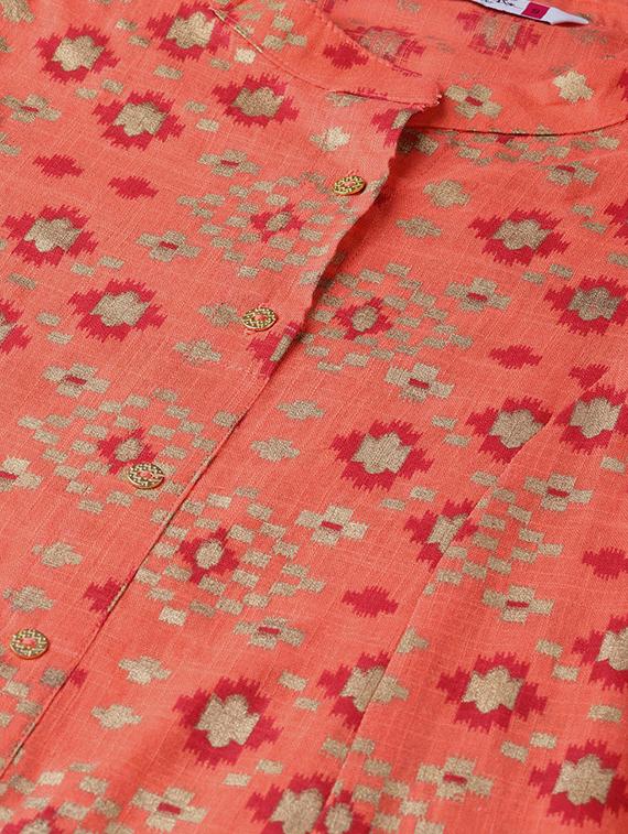 ikat foil print a-line kurta - 16649938 - Zoom Image - 4