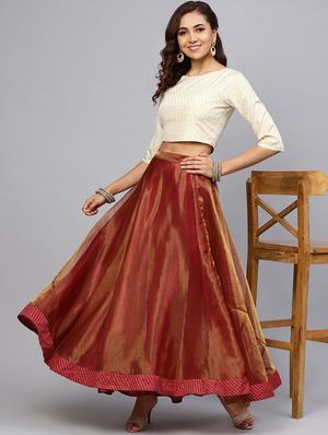 zari self-design flared skirt - 16649942 - Standard Image - 4
