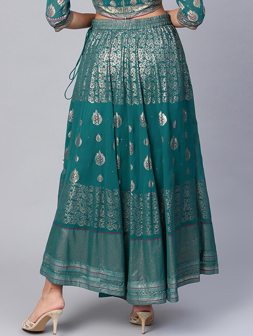 foil print flared skirt - 16650189 - Zoom Image - 4