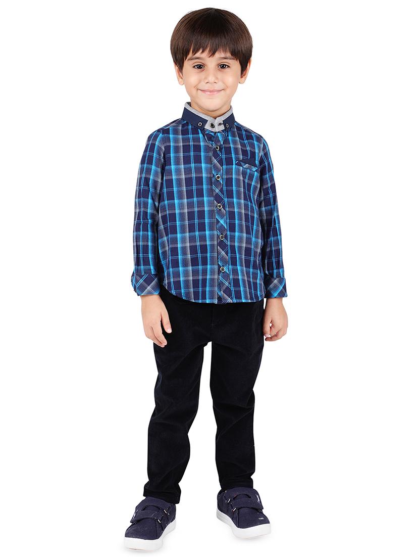 blue colored cotton shirt - 16650657 - Zoom Image - 4