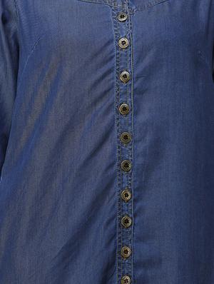denim solid straight kurta - 16650768 - Standard Image - 4