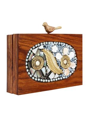 brown wood box clutch - 16651073 - Standard Image - 4