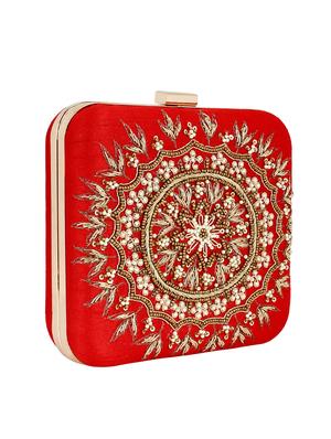 red faux silk box clutch - 16651075 - Standard Image - 4