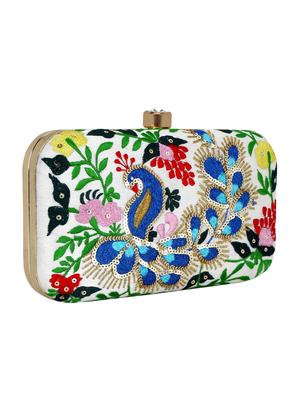 white faux silk box clutch - 16651080 - Standard Image - 4
