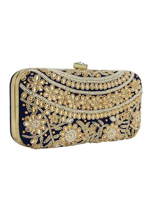 blue faux silk box clutch - 16651089 - Standard Image - 4
