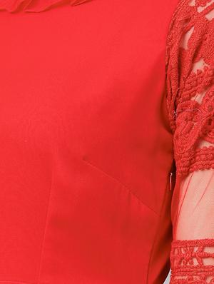 lace detail bell sleeved a-line dress - 16652285 - Standard Image - 4