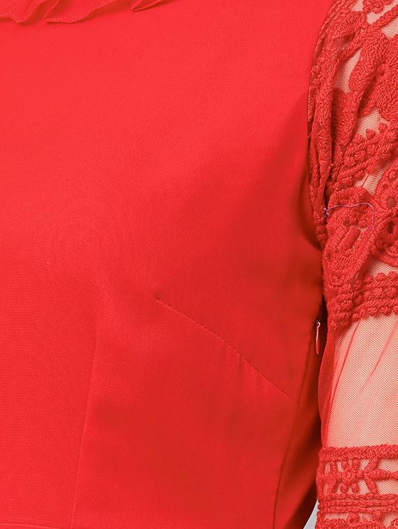 lace detail bell sleeved a-line dress - 16652285 - Zoom Image - 4