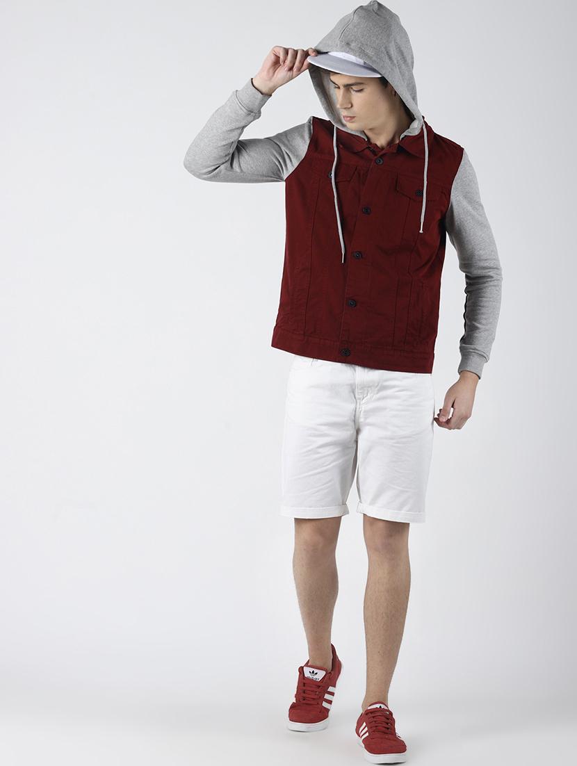maroon color block jacket - 16653077 - Zoom Image - 4