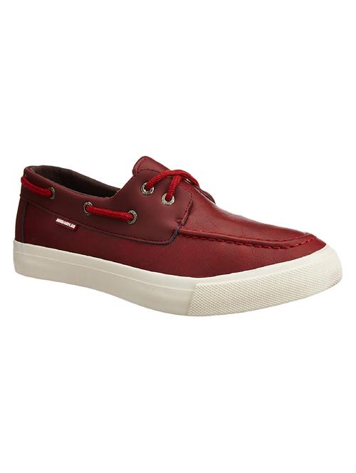 maroon leather lace up boatshoes - 16654166 - Very Small Image - 1