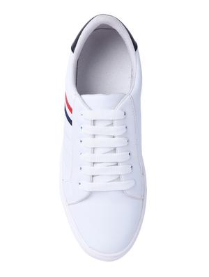 white leatherette lace up sneakers - 16654254 - Standard Image - 4