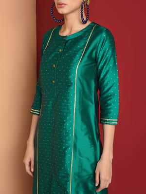 solid silk straight kurta - 16654273 - Standard Image - 4