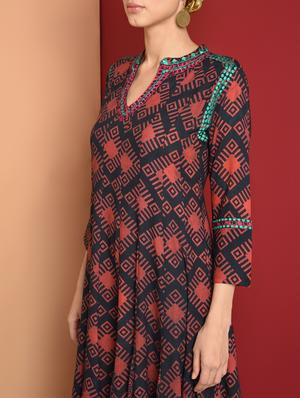 printed flared kurta - 16654279 - Standard Image - 4