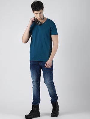 blue solid t-shirt - 16654610 - Standard Image - 4