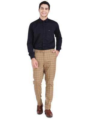 beige checkered flat front formal trouser - 16654687 - Standard Image - 4
