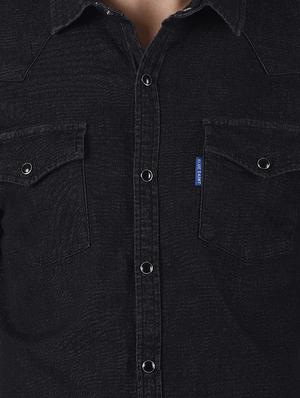 black solid casual shirt - 16655745 - Standard Image - 4