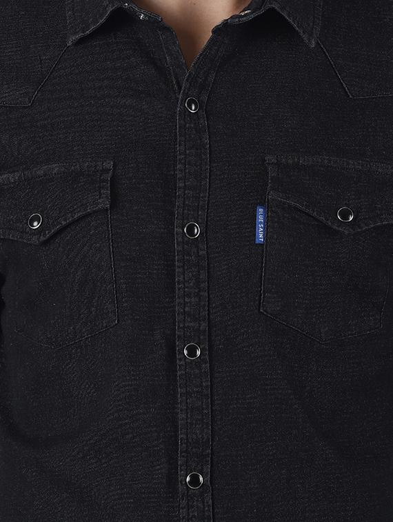 black solid casual shirt - 16655745 - Zoom Image - 4