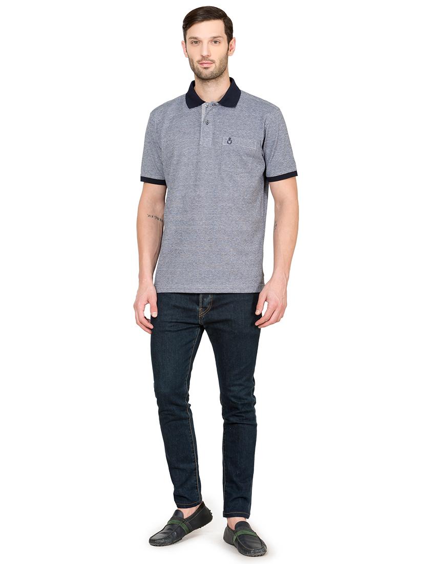 blue self design t-shirt - 16655933 - Zoom Image - 4