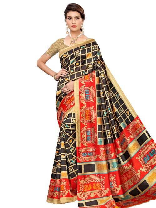geometric bhagalpuri saree with blouse - 16655964 - Standard Image - 1