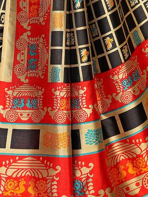 geometric bhagalpuri saree with blouse - 16655964 - Standard Image - 4