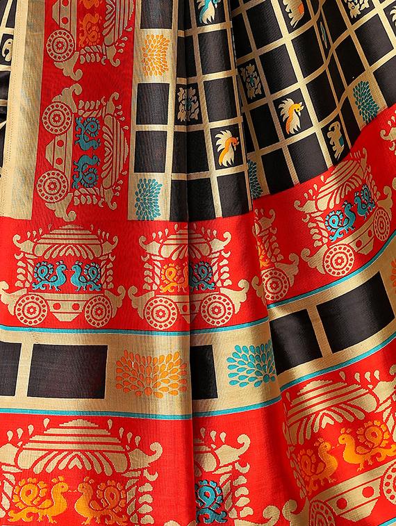 geometric bhagalpuri saree with blouse - 16655964 - Zoom Image - 4