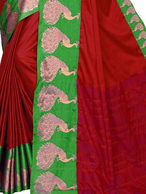 bordered banarasi saree with blouse - 16656002 - Standard Image - 4