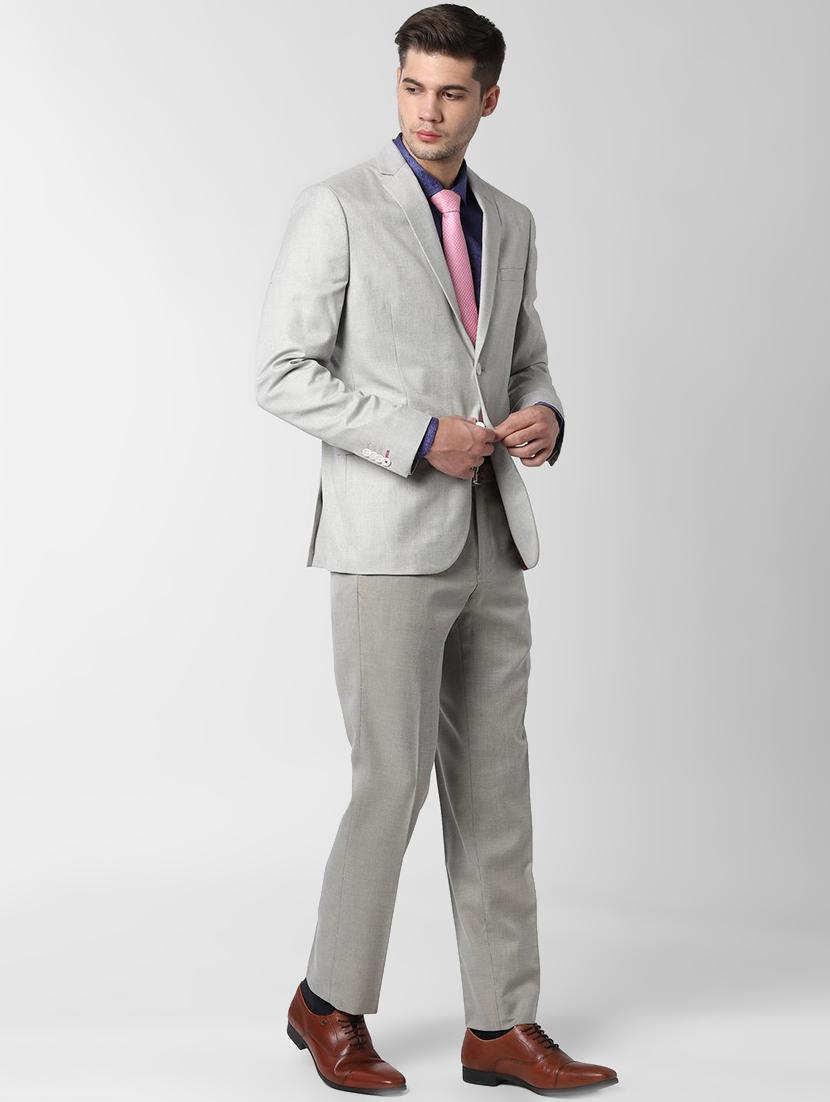 grey solid single breasted casual blazer - 16656448 - Zoom Image - 4