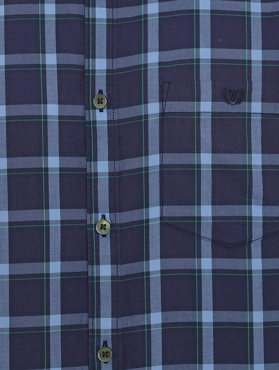 navy blue checkered casual shirt - 16656465 - Zoom Image - 4