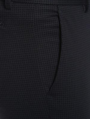 navy blue checkered flat front casual trouser - 16656490 - Standard Image - 4