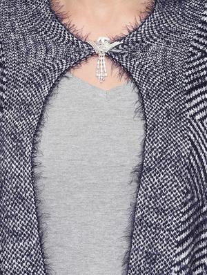 fringed hem broach detail geometric poncho - 16656621 - Standard Image - 4