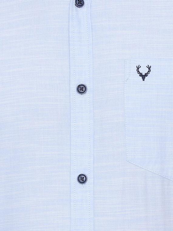 blue solid casual shirt - 16656930 - Zoom Image - 4