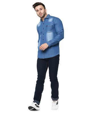 blue faded casual shirt - 16657564 - Standard Image - 4
